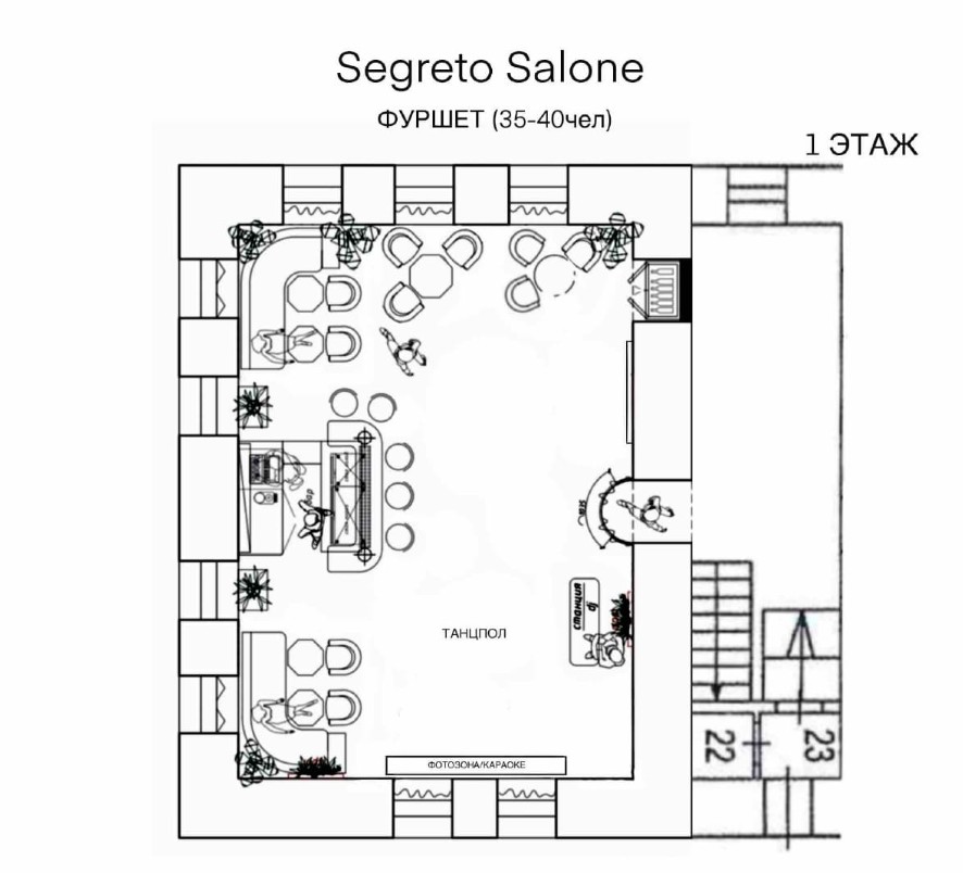 Схема посадки Segreto 1 этаж