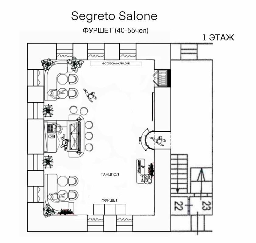Схема посадки Segreto 1 этаж