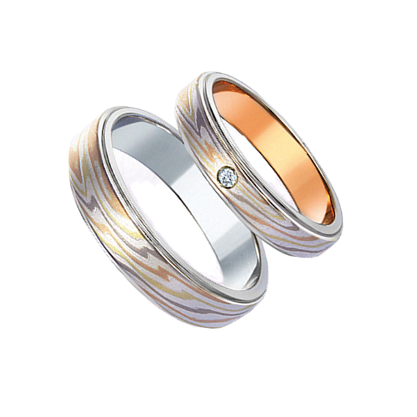 Обручальные и помолвочные кольца Mokume Gane