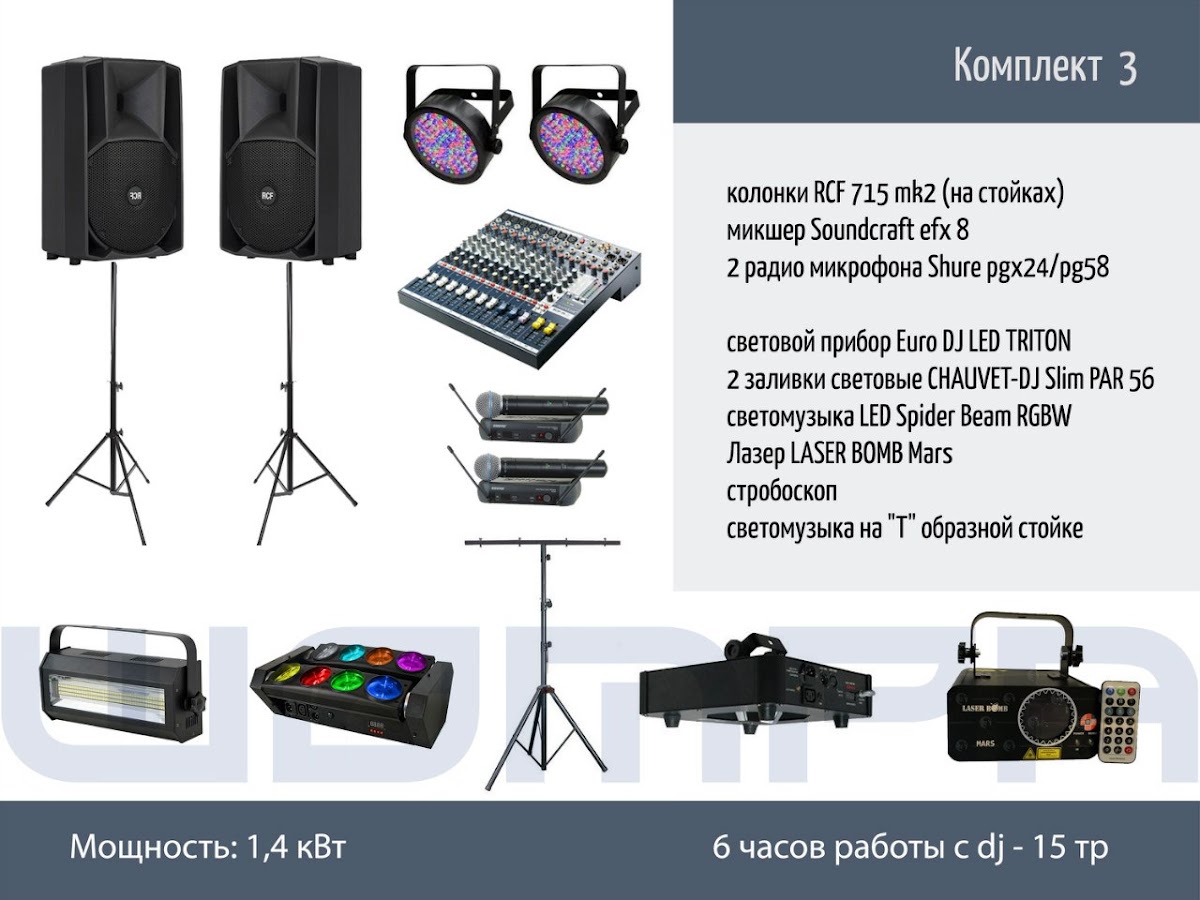 мое оборудование (есть 2 комплекта для аренды)