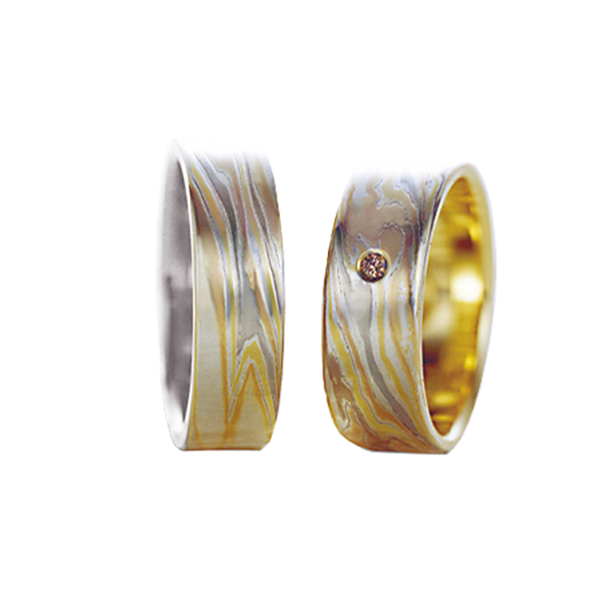Обручальные и помолвочные кольца Mokume Gane